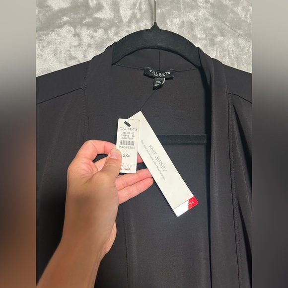 NWT Talbots Knit Jersey Cardigan Women’s 2XP Petite Black Stretch - Picture 3 of 7